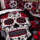 Housse de Couette et Taies d'oreiller Skull Tête de Mort Mexicaine rouge