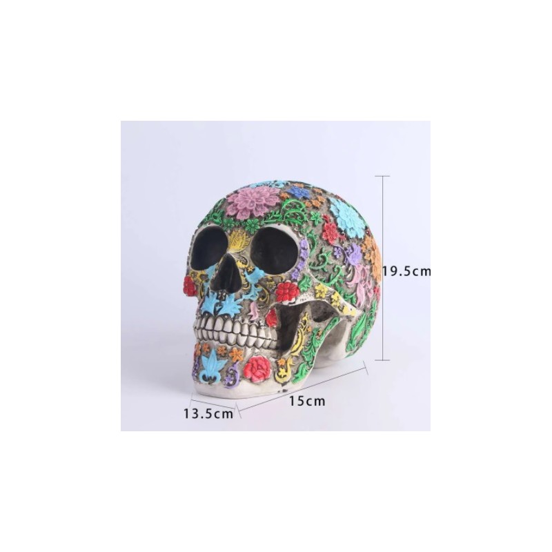Décoration sculpture d'une tête de mort mexicaine en métal – Bazar du Monde