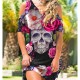 Robe épaules dénudées imprimé Tête de Mort Style Punk Rose - modele 1