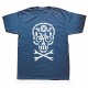 T-shirt motif tête de mort vélo manches courtes col rond bleu gris