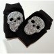 Gants mitaines chaudes tricotées pour femme motif crâne tête de mort