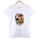 T-shirt femme motif papillon et crâne multiples motifs model 4 blanc