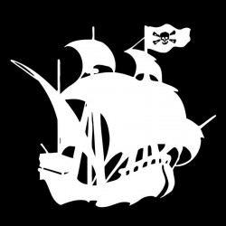Autocollant bateau de Pirate 15cm x 13cm couleur gris