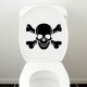 Autocollant Stiker décoration toilettes crâne et os de Pirate en vinyle