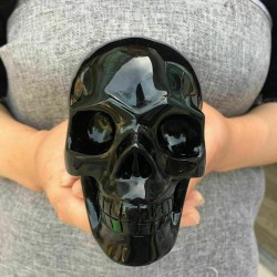 Crâne de guérison Reiki Tête de mort en Quartz obsidienne naturelle - 1Kg