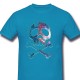 T-shirt de Pirates Manga à manches courtes et col rond turquoise