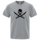 T-shirt de Pirates Logo Jolly rogers moderne à manches courtes et col rond Gris