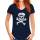 T-shirt de Pirates Vieux Marin Pirate à manches courtes et col rond femme bleu marine