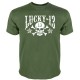 Tshirt tête de mort Motard imprimé Lucky 13 - couleur kaki