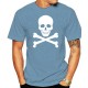 Tshirt tête de mort imprimé Pirate - couleur bleu clair