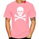 Tshirt tête de mort imprimé Pirate - couleur rose