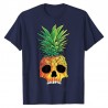 Tshirt tête de mort avec imprimé crâne crète ananas punk plage - couleur bleu marine