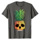 Tshirt tête de mort avec imprimé crâne crète ananas punk plage - couleur gris