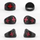 Bague Templier entièrement noir avec croix des templiers rouge en acier inoxydable vue complete