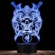 Lampe 3D tête de mort Crâne de guerrier de samouraï - couleur bleu