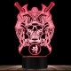 Lampe 3D tête de mort Crâne de guerrier de samouraï - couleur rouge