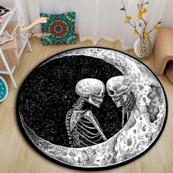 Tapis tête de mort rond Squelette qui s'embrasse sous la lune article