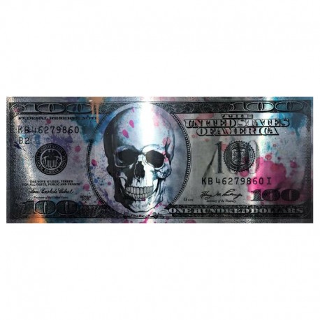 Poster tête de mort crâne billet 100 dollars américain - modèle 1