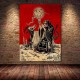 Poster tête de mort rétro avec crâne et symboles religieux et démons - modèle 3