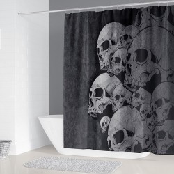 Rideau de douche tête de mort 3D Polyester - Ensemble ou rideau uniquement