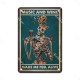 Plaque metal tete de mort avec crane fleuri Vintage - modele 5