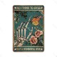 Plaque metal tete de mort avec crane fleuri Vintage - modele 15