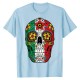 T-Shirt Tête de mort Mexicaine Day Of The Dead Sugar bleu clair