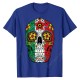 T-Shirt Tête de mort Mexicaine Day Of The Dead Sugar bleu