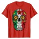 T-Shirt Tête de mort Mexicaine Day Of The Dead Sugar rouge
