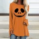 T-shirt Tête de mort Mexicaine Fleurie imprimée à manches longues pour femme orange