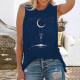 T-shirt Tête de mort squelette balancoire lune pour femmes bleu marine