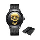 Montre Tête de mort Crâne de Pirates - bracelet souple couleur or