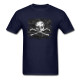 T-shirt Tête de mort Vieux crâne et ossements Pirate Hackers - couleur bleu marine