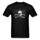 T-shirt Tête de mort Vieux crâne et ossements Pirate Hackers - couleur noir
