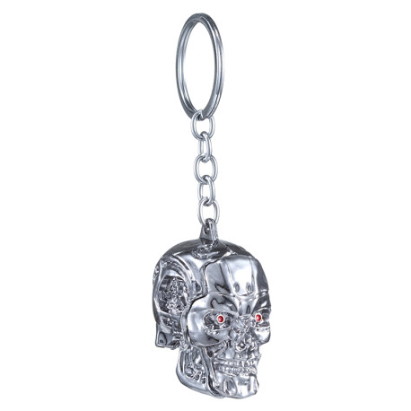 Porte-clés crânes cyber-punks en deux couleurs de métal - modèle 1