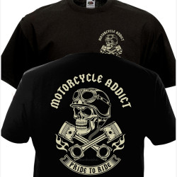 T-shirt noir basique Tête de Mort Pride to ride