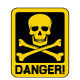 Autocollant PVC, signe de danger de MORT avec symbole de crâne - 10.7cm × 12.9cm