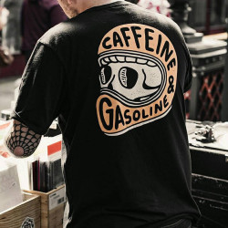 T-shirt Tête de mort "Caffeine & Gasoline"
