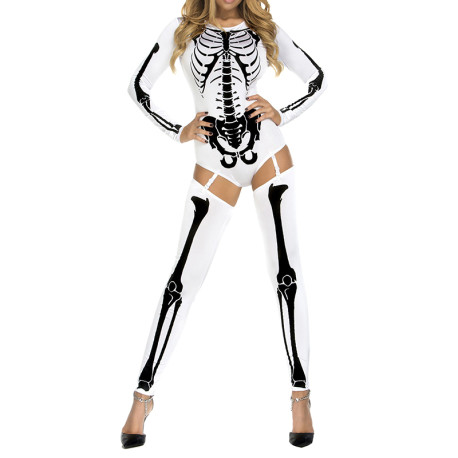Body et jarretelle squelette - modèle blanc
